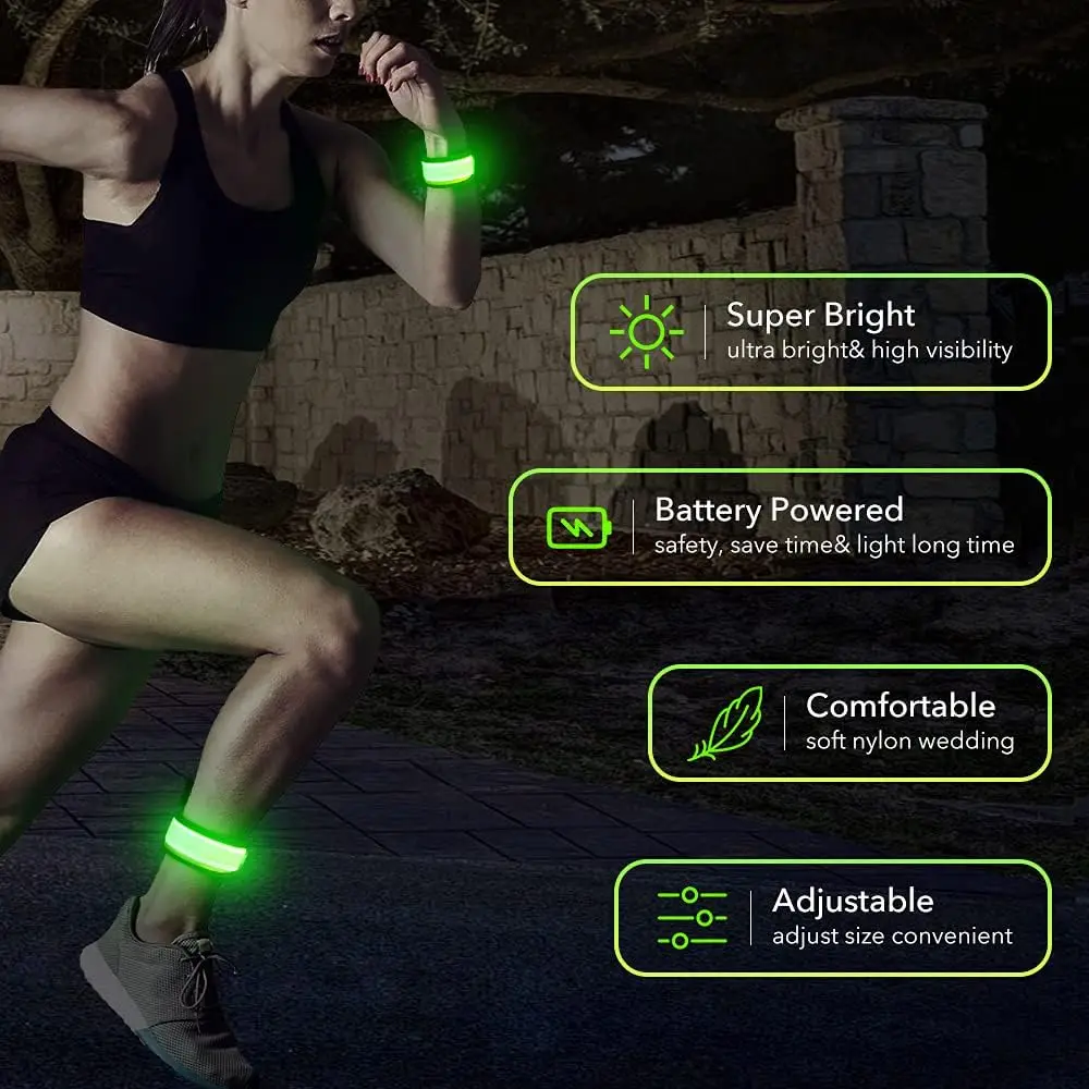led light up armband bracelet for running walking at night flashing wristband glow in the dark concert nylon wristbands
