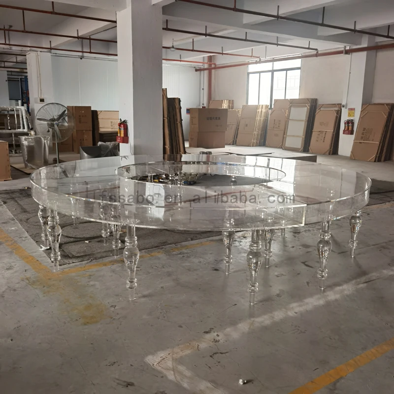 Modern Clear Acrylic Transparent round Table Set Antique Steel Coffee and Dining Room Furniture for Wedding Tables fot events