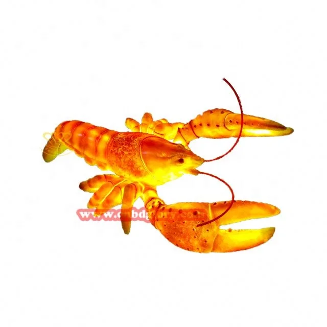 Seafood restaurant Public night scene light Decoration Art design Marine Animal Fiberglass Lobster Sculpture