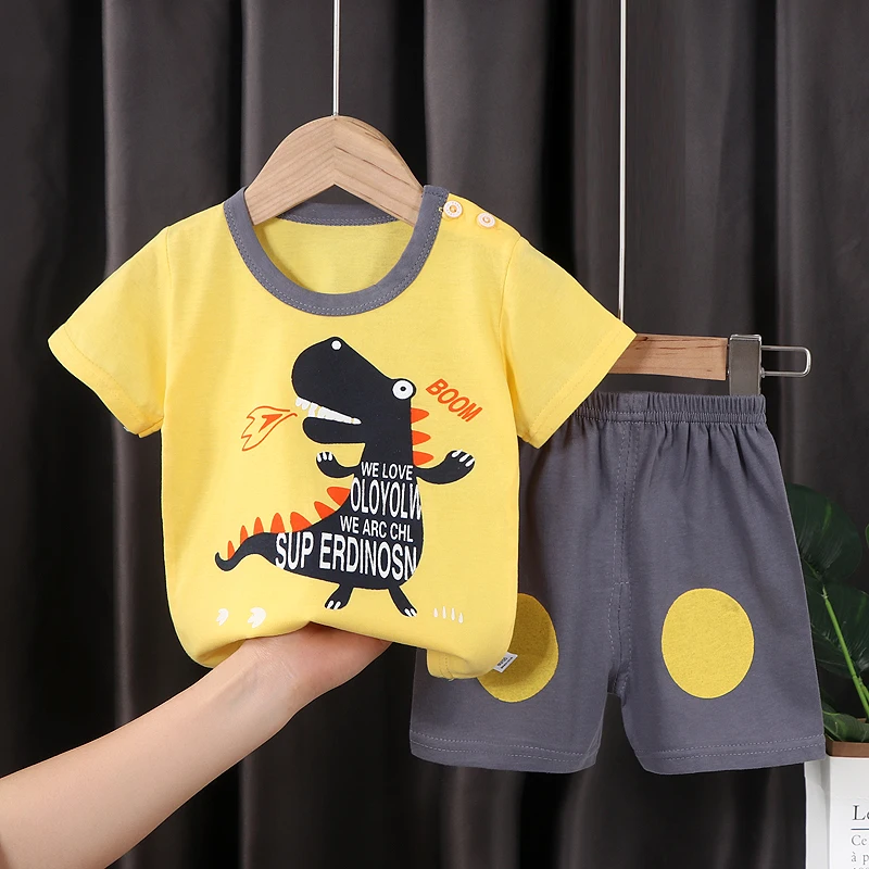 Factory supply kids clothes summer 2 pcs kids shorts t-shirts sets for boys girls clothing sets