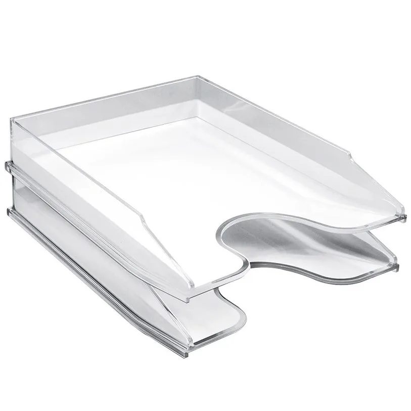 
Letter Tray Organizer Stackable Acrylic Paper Tray Clear Desk Table File Holder Desktop File Storage Stackable Magazine Holder 
