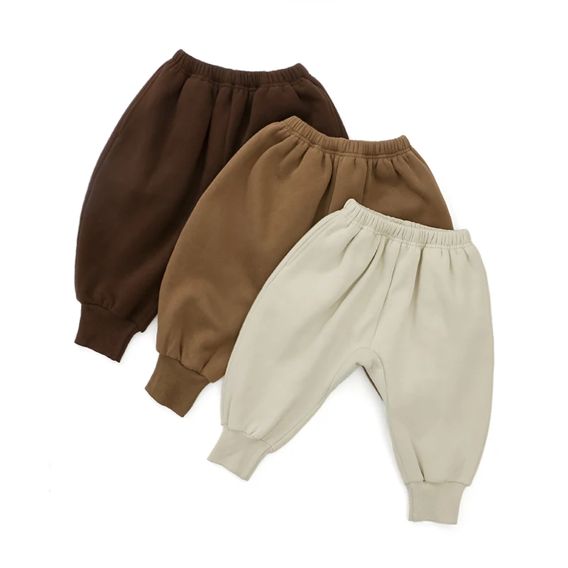 Winter Wholesale Clothes Baby Solid Color Pants & Shorts Toddler Girls Soft Fleece Fabric Kids Pants