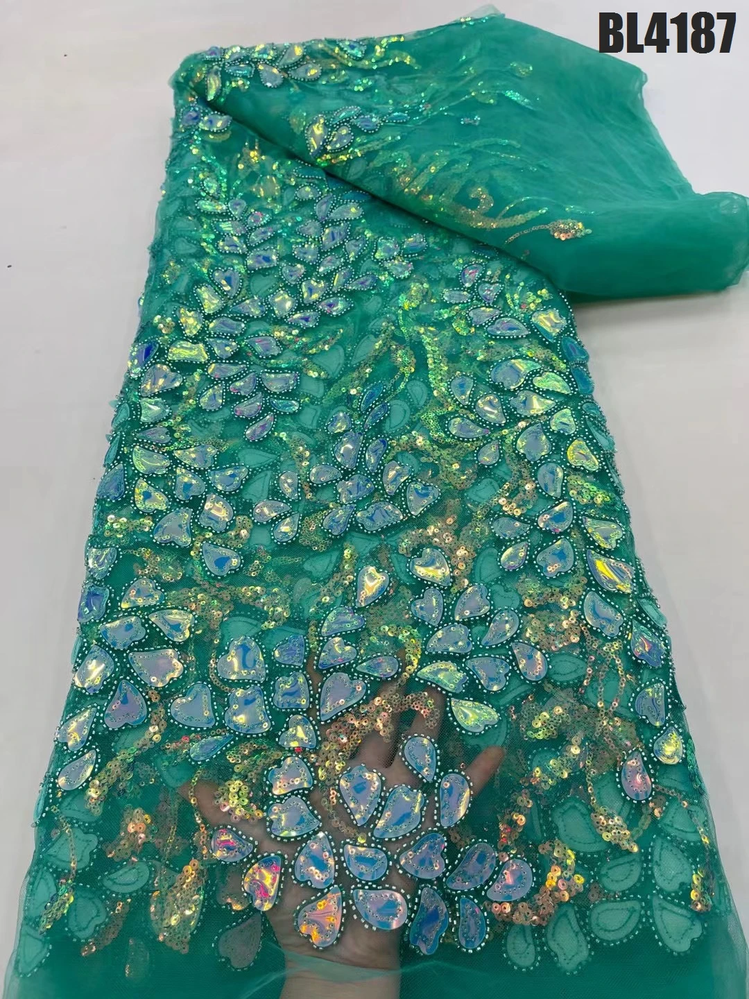 Supoo Symphony met allic bead embroidery fabric Laser sequin embroidery fabric European and American style fabric