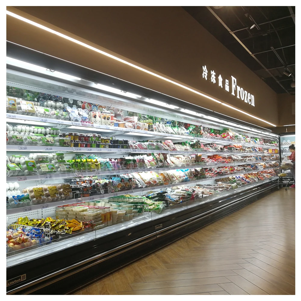 Refrigerators For Supermarket Air Cooling Open Air Multi deck Refrigerator Upright Cooler Supermarket Shelves Fridge