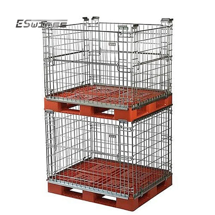 New product popular stackable durable euro size folding wire mesh container on EU pallet