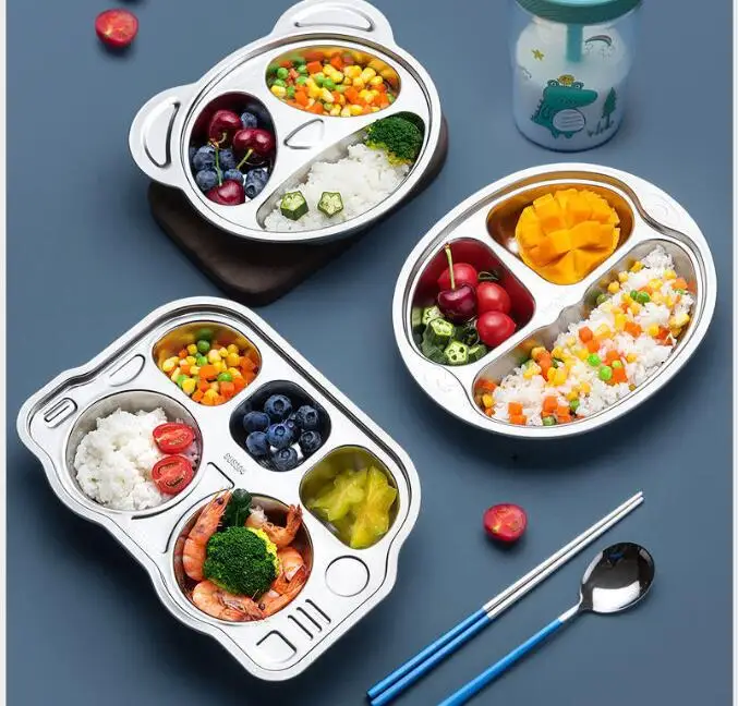 Kids plate series cartoon shape 18/10 stainless steel plate lovely dinner dish novel dinnerware