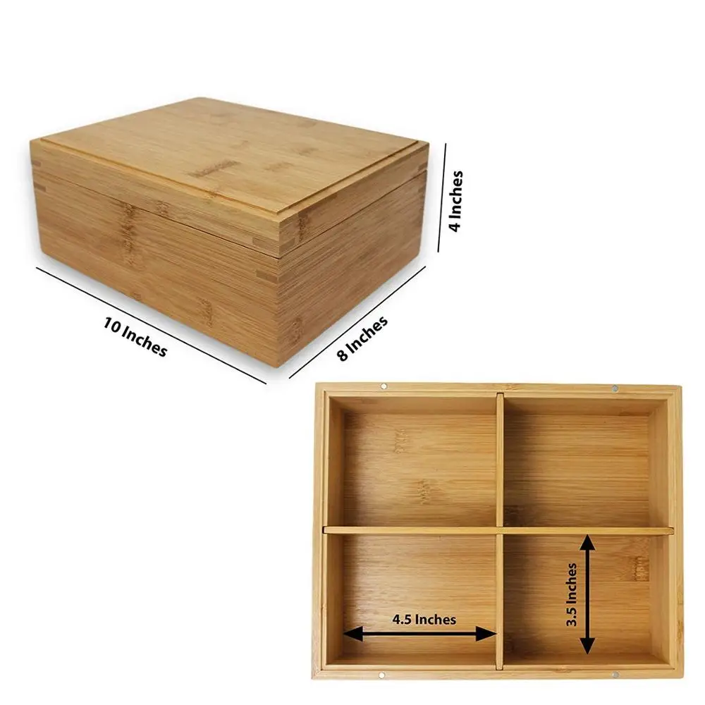 Bamboo Stash Box with 4 Part Herb Grinder and Glass Jar