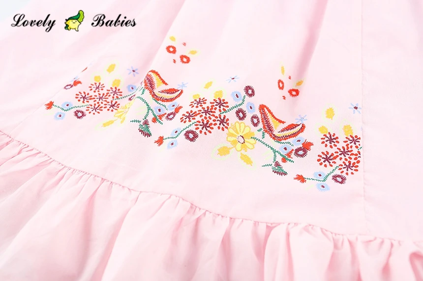 2019 Hot sale pink white color kids clothing big flower embroidery girl dresses for wedding dresses