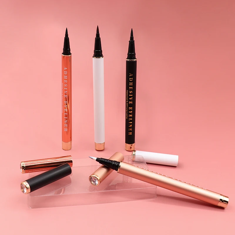 Holographic Eco Friendly Custom Box Tube Eyelashes Makeup Gift Packaging Glue Eyeliner Pen Diamond Top Shape Metal Waterproof