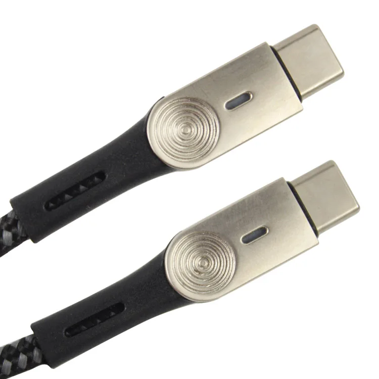 1M 5A LED Light, Nylon Braided Fast Charging Type C To C usb Data Cable
