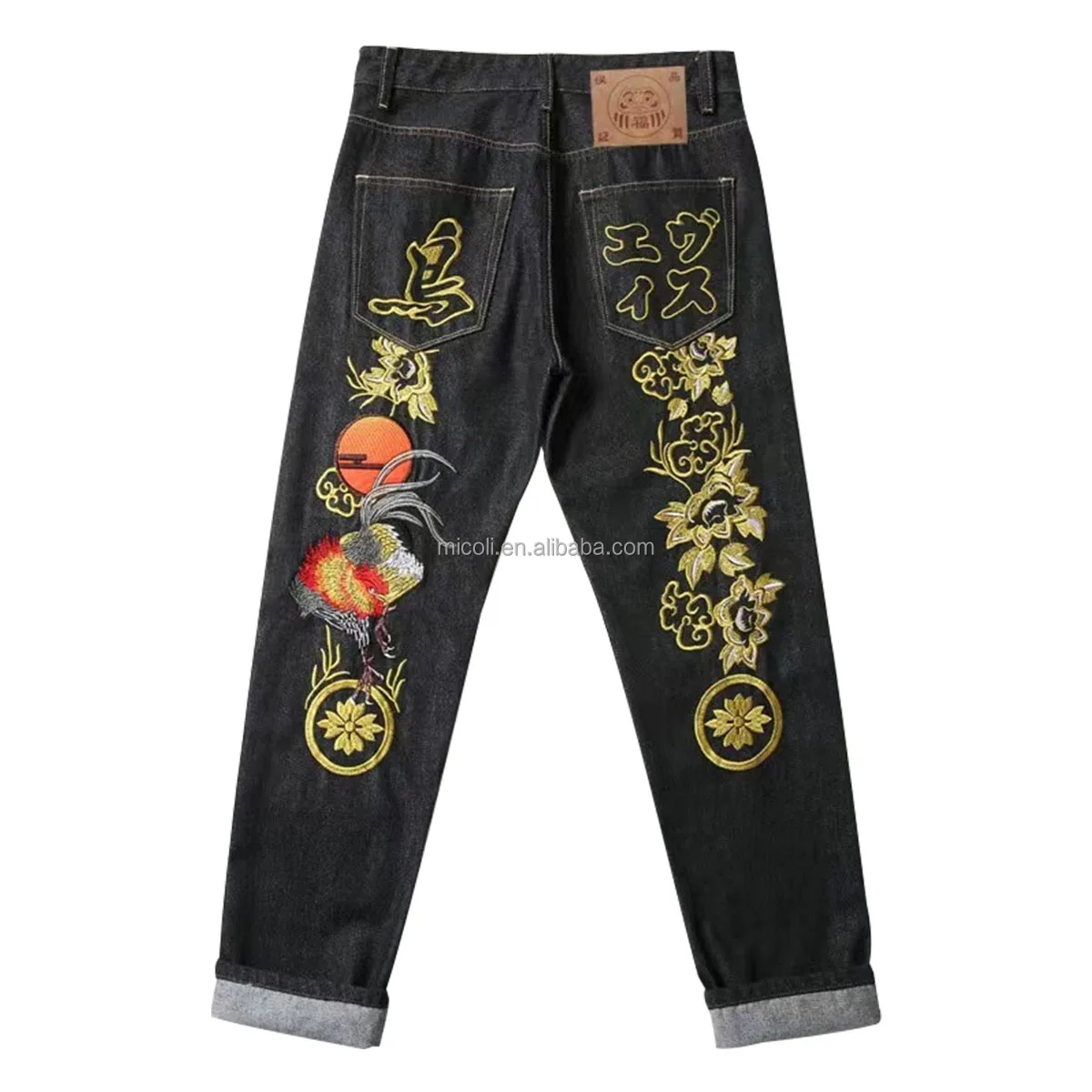 Factory wholesale new style blue stock dropshipping men biker skinny Clothing custom-made factory Printed embroidered jeans