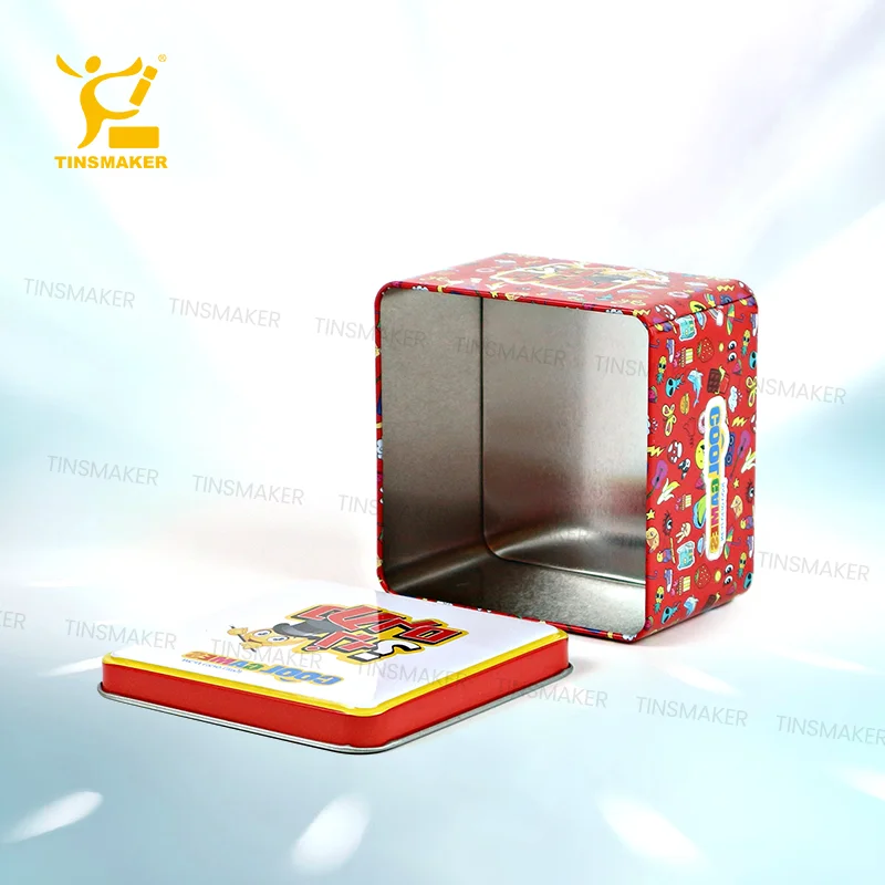 High quality headphone square box USB metal tin case Custom Wholesale Metal Square Tin Box