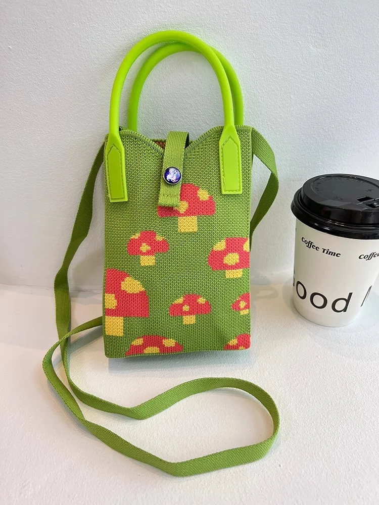 ChanBol New Design Travel Tote Bag Cartoon Cat Outgoing Knitted Crossbody Wallet Tote Bag With Pocket