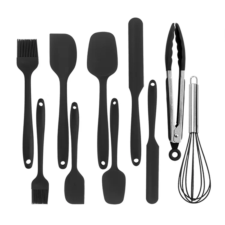 Heat-Resistant Silicone Kitchenware 10 Piece Cream All-in-One Scraper Spatula Oil Brush Size Spatula Set