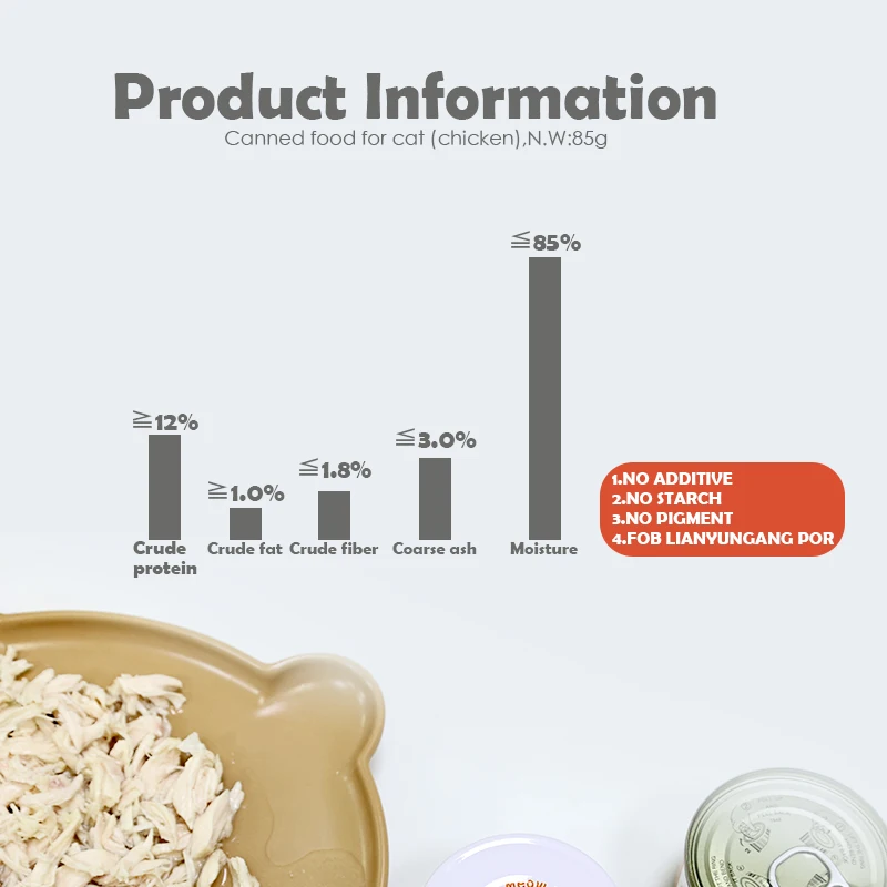 Cat Food Wholesale Canned Chicken Meat No-additive Wet Cat Food Natural Cat Treats Pet Snacks Supplier