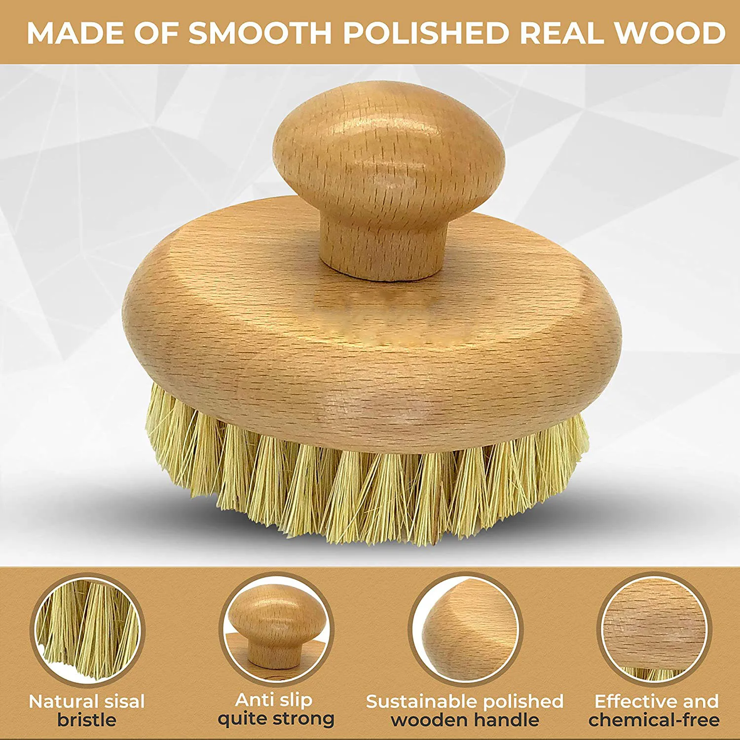 Round Wooden Body sisal Brush Shower Brush Loofah Bath Sponge 100% Natural