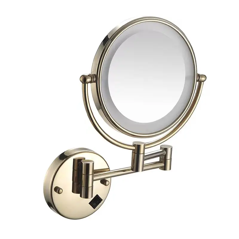 Hotel Makeup Mirror Wall Mounted Two-Side LED Cometic Shaving Mirror with 3X Magnifying