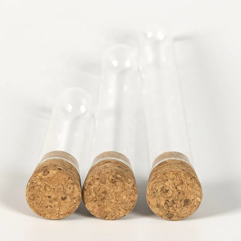D15mm amber&clear Borosilicate glass tube with airtight wooden cork for dry flower&candy&spices