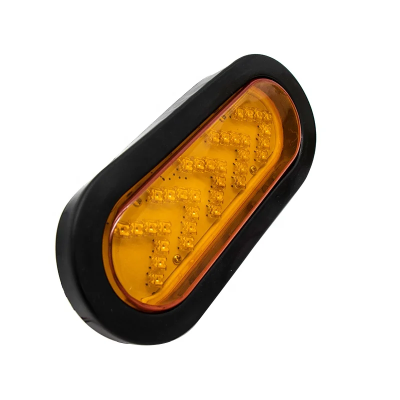 Amazon Hot selling truck bus oval shaped arrowhead 5050 bright 35LED 10-30v red amber colour tail light with plug