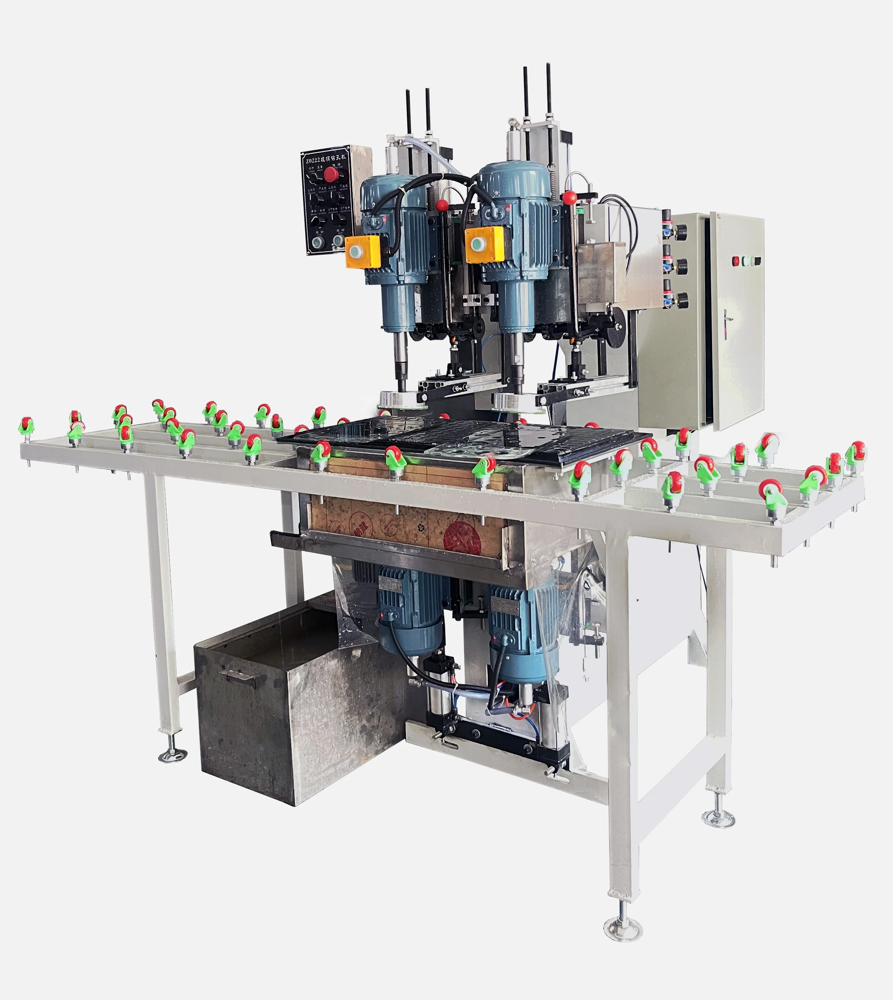 Automatic 2 head motors hole glass drilling machine