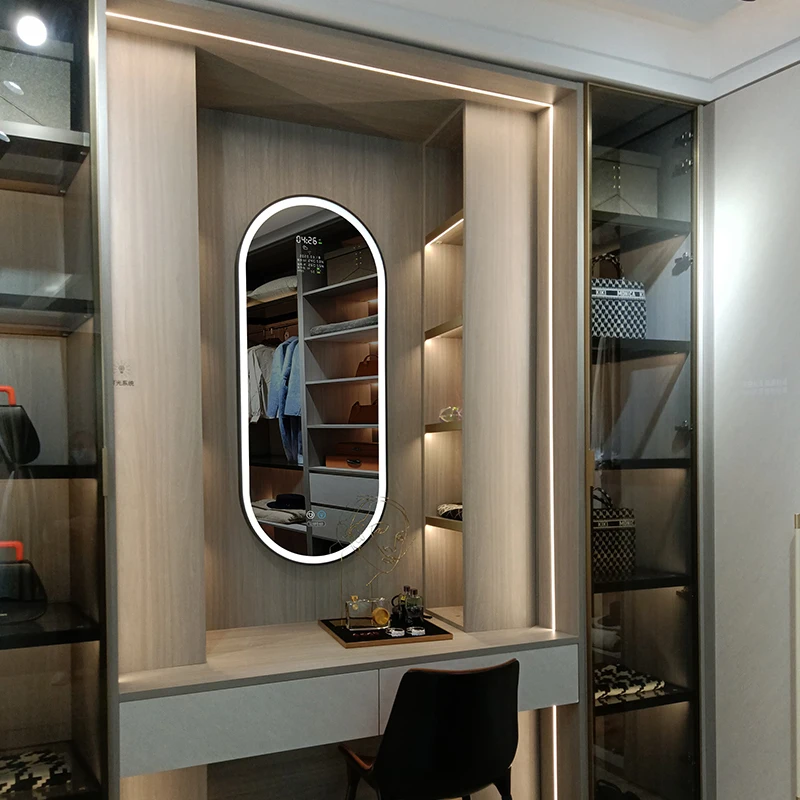 Mirror Manufacture Custom Metal Frame Smart Hairdressing Wall Mount Full Length Mirror with Led