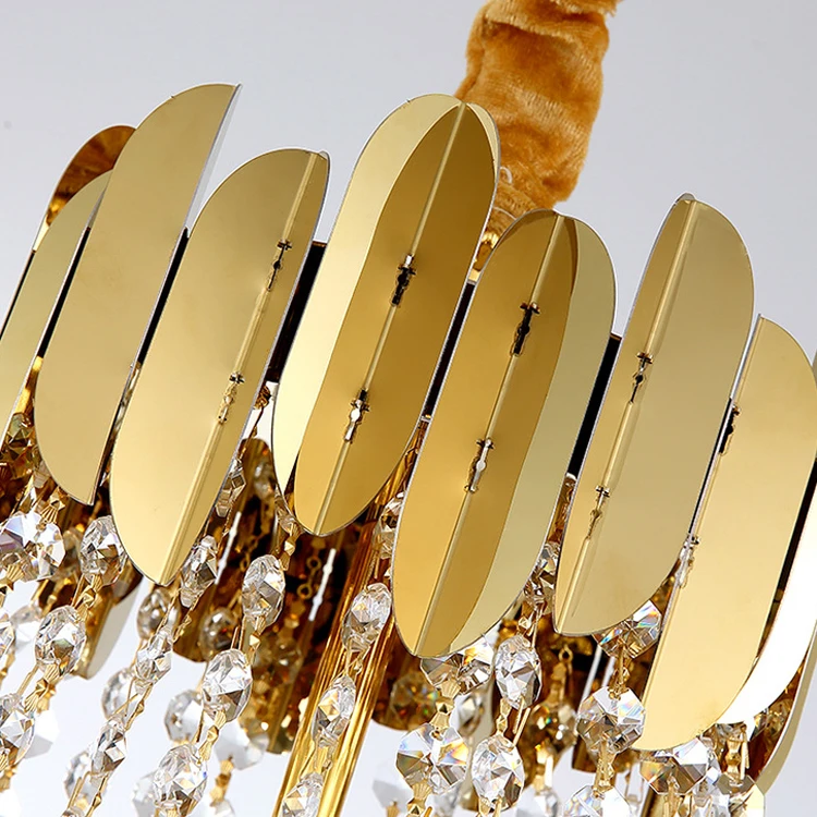  Post Modern Design Hotel Restaurant Project Lamp Stainless Steel Crystal Gold Led