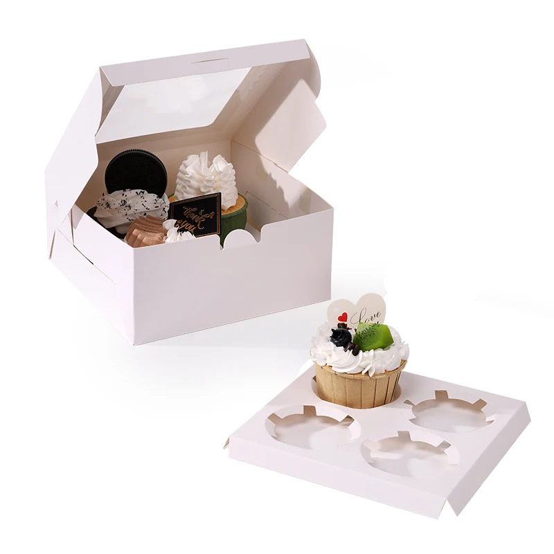 4 6 12 24 Hole Boite Cupcake Box For Cupcakes Custom Cup Cake Packaging Transparent Clear Window Cupcake Boxes With Inserts