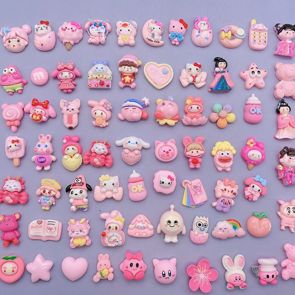 New Products Popular Kawaii Diy Flat Back Resin Charm Mixed Style Bulk Resin Cartoon Transparent Color Mixed Diy Cream