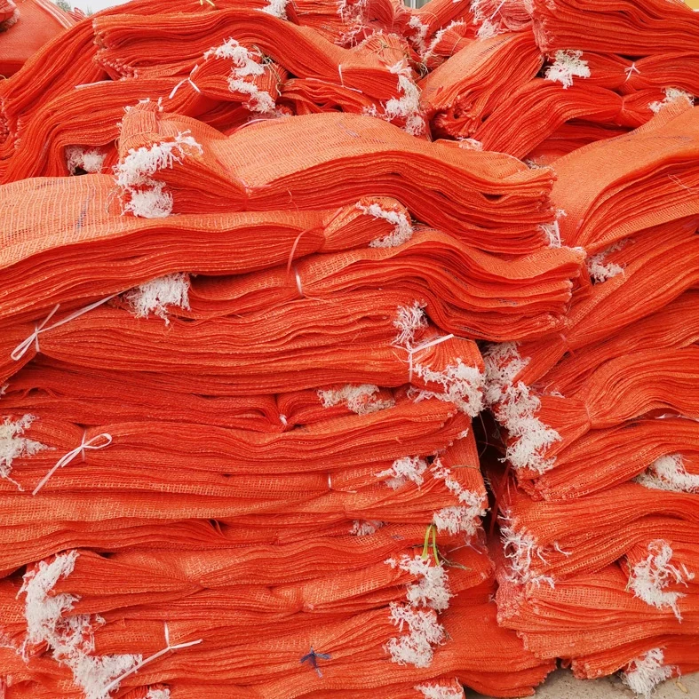 PE Mesh Net Sacks Raschel Orange drawstring net leno Bags For Vegetables Wood