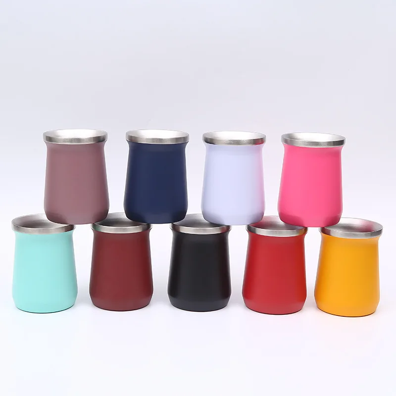 Hot Sale Wholesale 8oz Double Wall 18/8 Stainless Steel Yerba Mate Cups 8 Oz Vacuum Mate Natural Gourd Mate Mugs With Straw