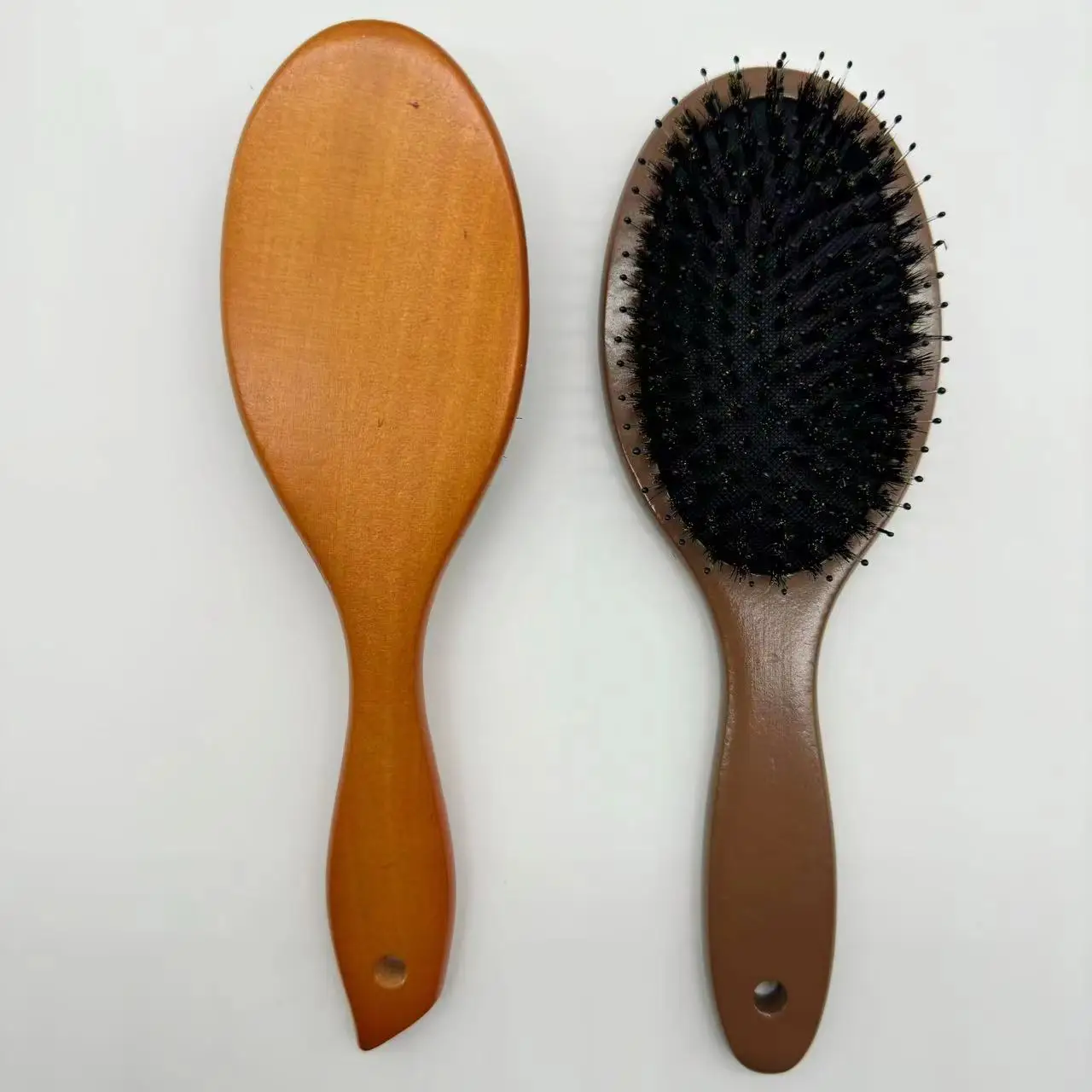 Natural Eco-friendly Pig Hair Boar Bristle Hair Brush Wooden Dark Color Natural Hair Comb Brush For Women and Men