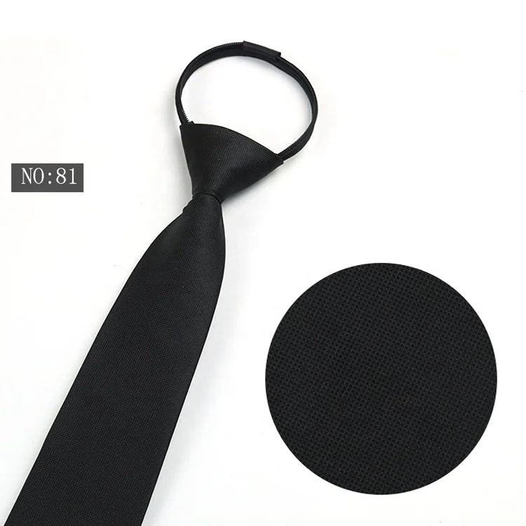 Factory direct black zipper tie black tie with zip 100% polyester
