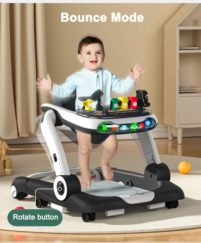 Walking safety protect U shaped chassis musical baby bouncer walker