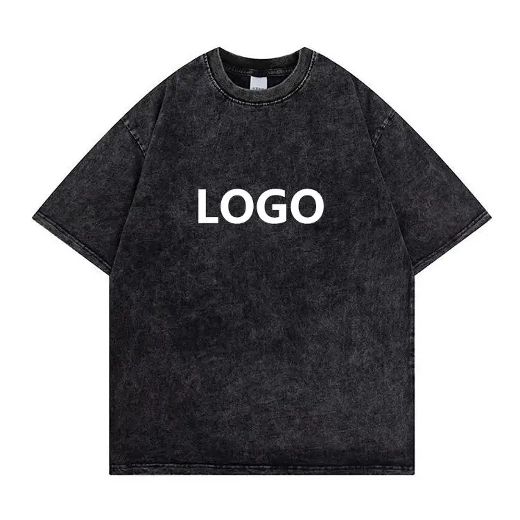 Acid Wash Dtg Print Cotton Vintage Logo Tee Streetwear Mens Clothing Manufacturers Graphic Oversized Tshirt Custom T Shirt