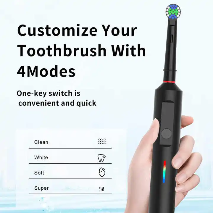 Rotating Electric Toothbrush IPX7 USB Swivel Head Oral Care Sonic Electric Toothbrush With Reciprocating Round Brush Head