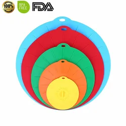 Amazon reusable silicone food cover for bowl , pots, cups ,set of 5 colorful microwave cover seal silicone suction lids