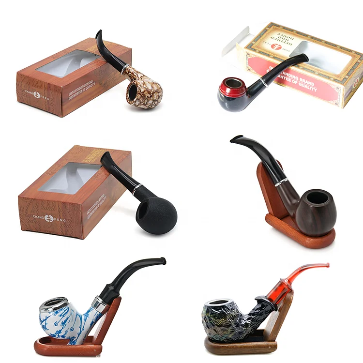 Wansen Wholesale Handmade Classic Wooden Smoking Pipes  Custom Logo Resin Wood Tobacco Smoke Pipe For Gift
