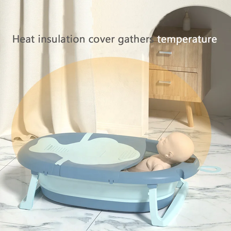 New Design Plastic baby bath thermometers Portable folding new born baby airplane bath tub set baby bath products