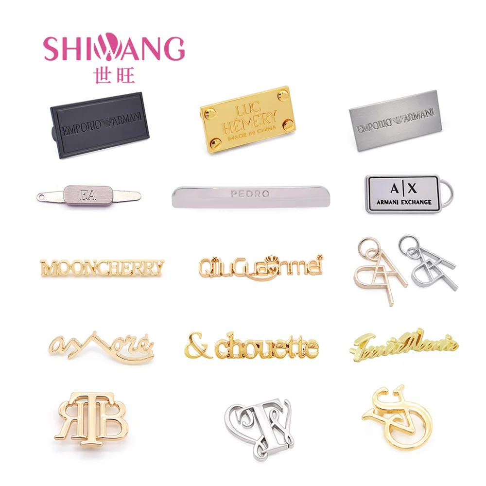 Handbag Hardware Accessories Factory Custom Logometal Clothing Label Brand Name Tag Metal Letter Plate for Bag