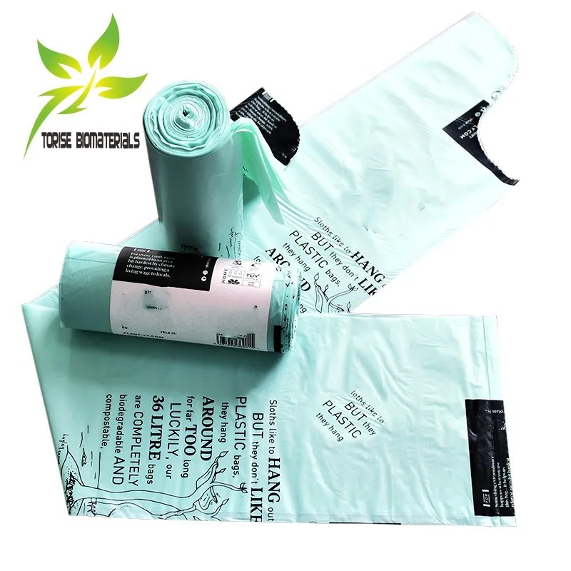 TORISE Garbage  bags  As4736 Compostable 100% Biodegradable Trash Bin Liners Zero-Waste Wave Top EN 13432 US BPI  Certified