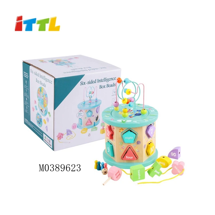 Hot selling wooden baby educational circle bead maze toys for kids