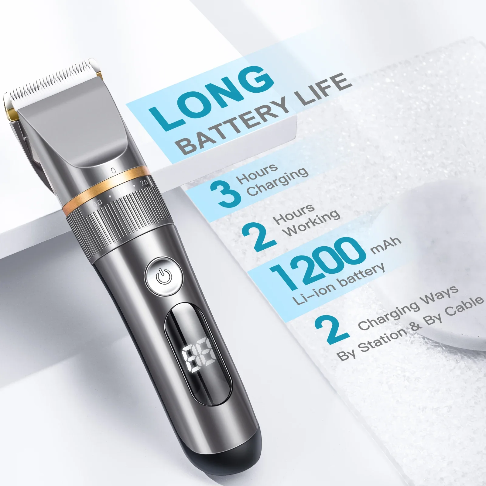 100-240V Waterproof Professional Balding Hair clipper Electric Hair Trimmer Hair cutting Machine 0.1mm Steel Blade Beard trimer