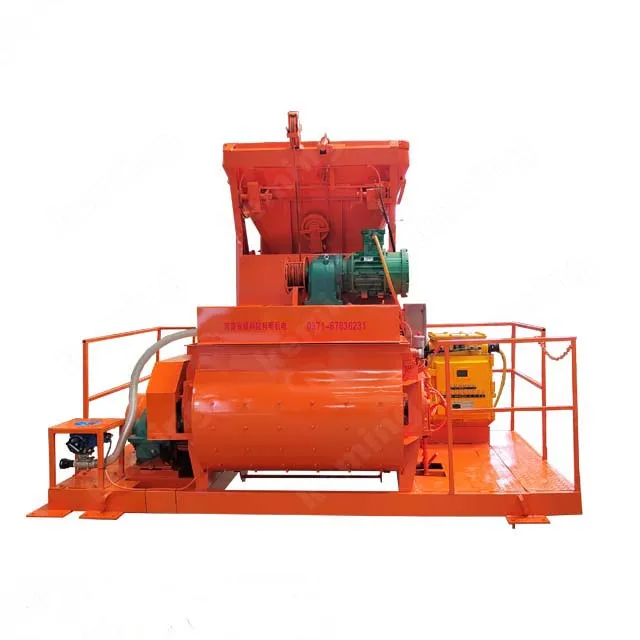 two mixing shafts mixer concrete mixing and batching line equipment JS concrete batching plant with platform