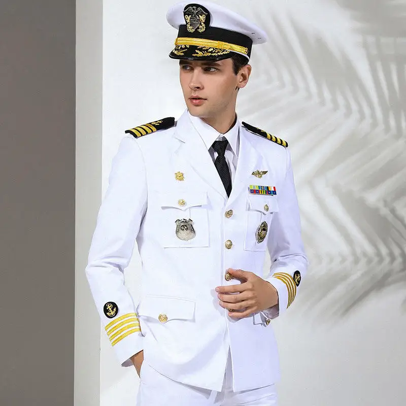 AI-MICH Quality Multifunction Pilot Aviation Uniforms Suit Gentleman White Gown Unique Simple Design Safety Clothing