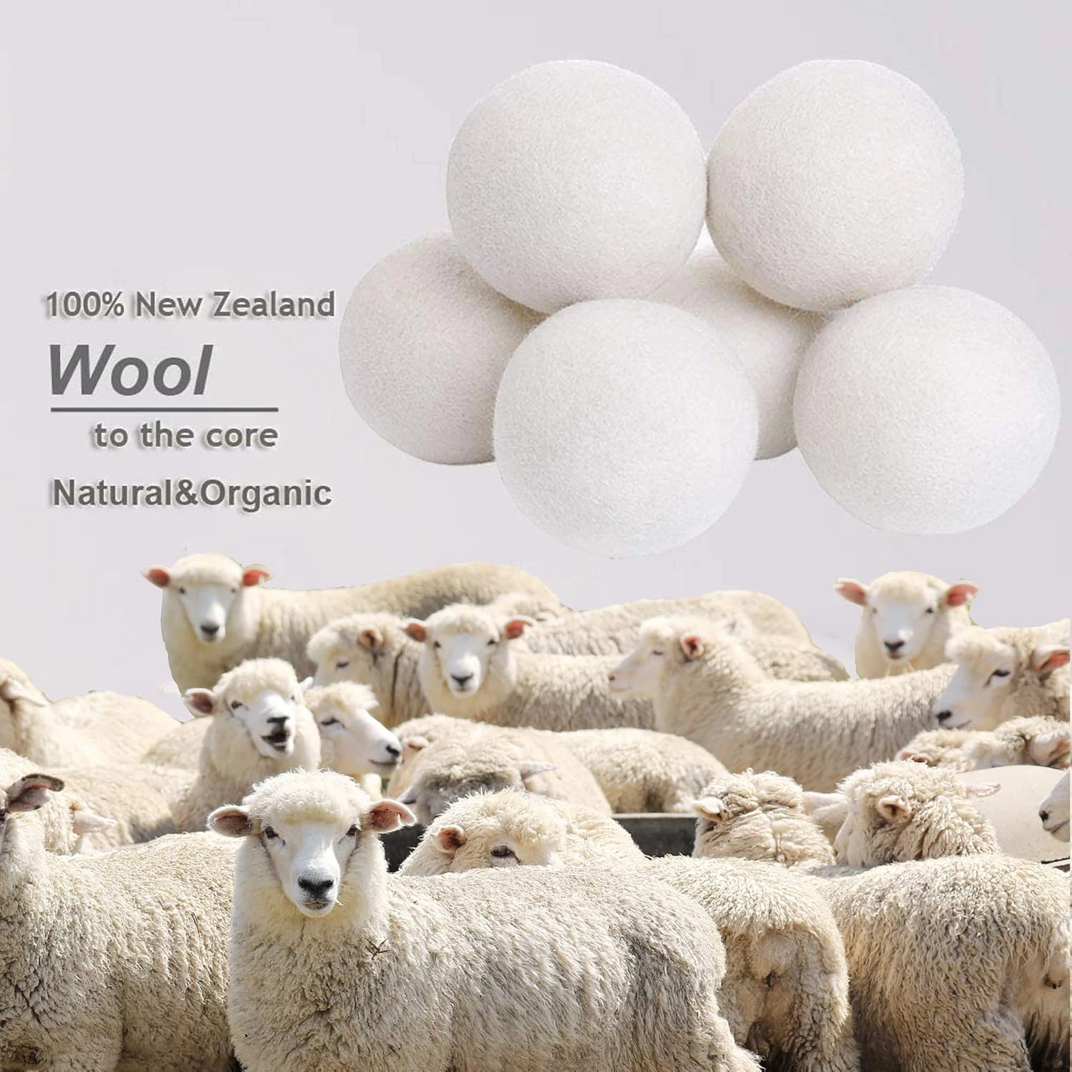 New Zealand Wool Dryer Balls Reusable Reduce Drying Time Hypoallergenic Premium Organic Fabric Softener Wool Dryer Balls
