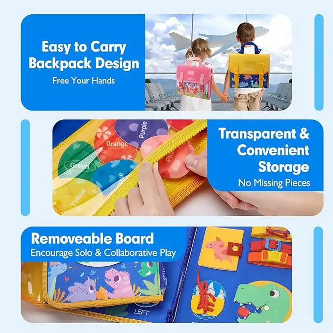 CPC certified Busy Board Montessori Toys backpack for Boys & Girls Birthday Gifts Educational Travel Toys backpack