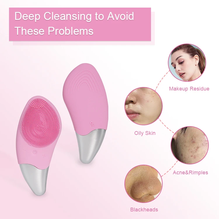 Facial Cleansing Cleaner Face Cleaning Brush Best Private Label New Design Pink Blue Black Color Box Silicone Brush Sonic Brush