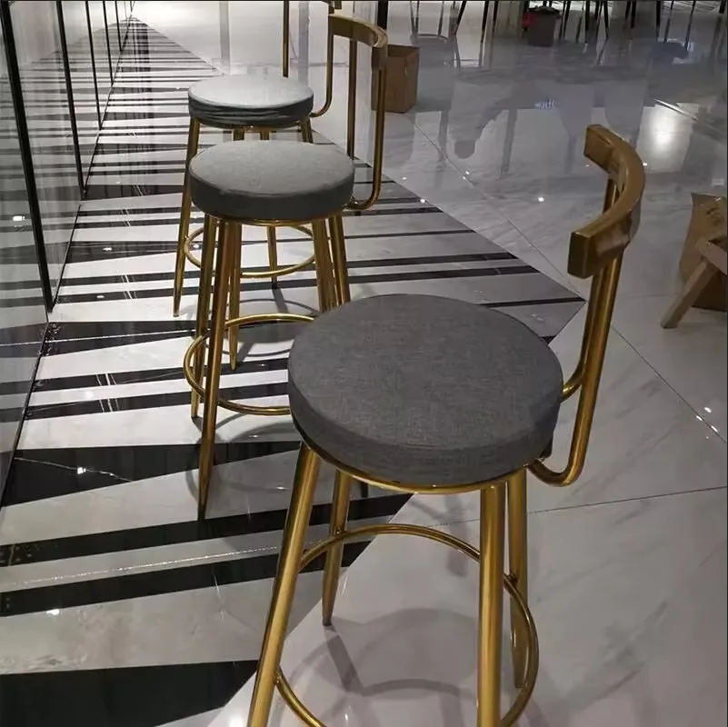 Nordic Luxury Metal Bar Stools Velvet Kitchen High Chair Barstool Chairs for Bar Table