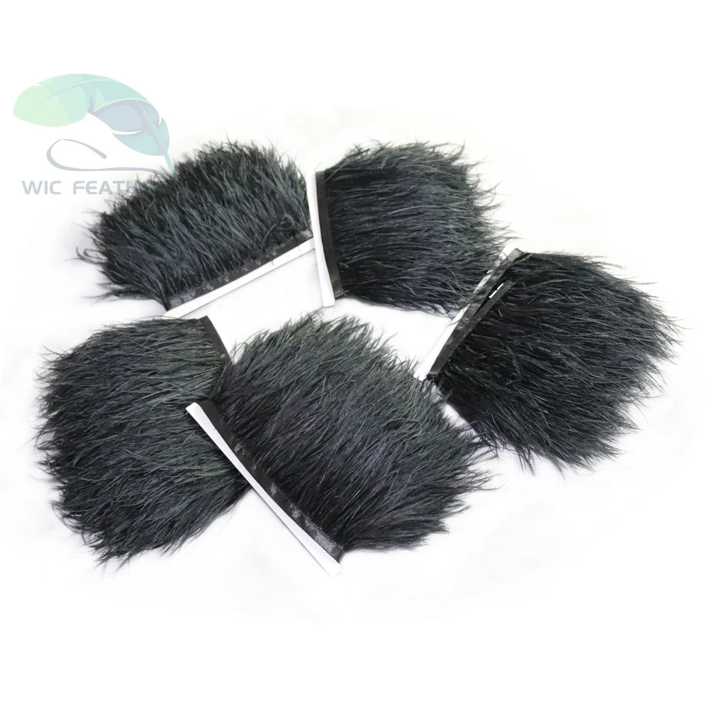 Wholesale Customization 8-15cm Natural long Fluffy Black Cheap Sale Dyed Ostrich Feather Fringe Trim