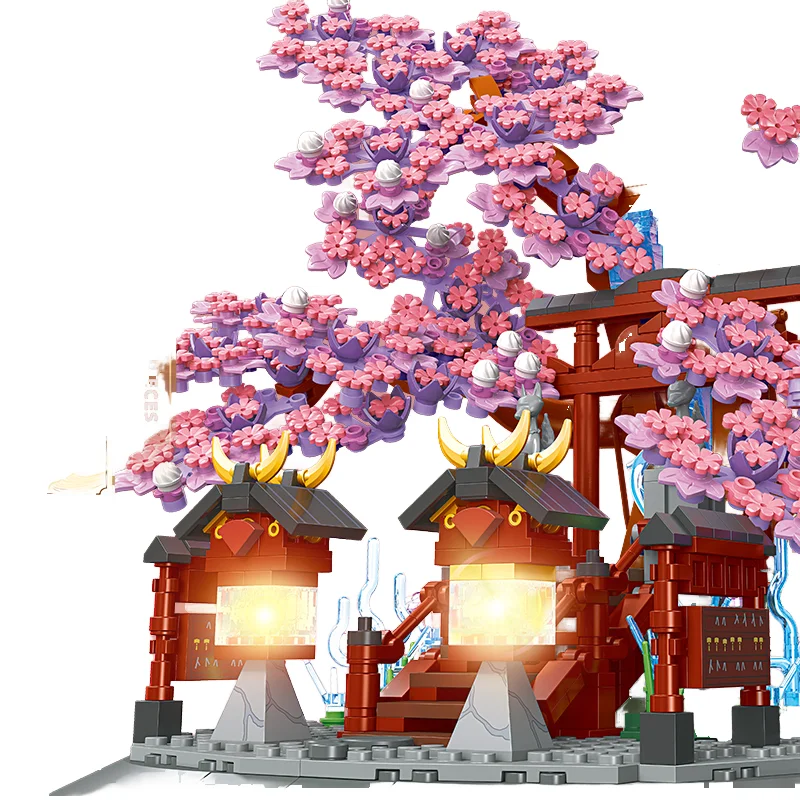 1370pcs/set Light Cherry Blossom Tree House Model New DIY Flower Toy & Building Block Sets Made Plastic Perfect Gift Set
